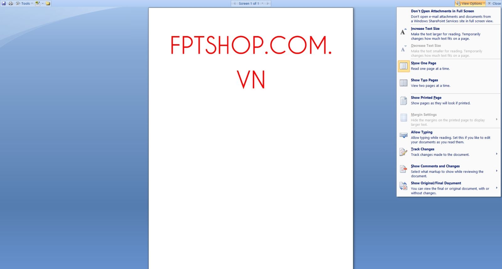 cách mở file word full màn hình 3