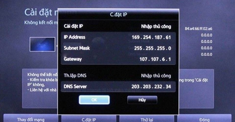 Khắc phục lỗi 102 bằng cách cài đặt server DNS trên tivi