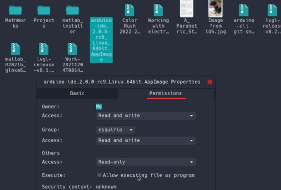 Chọn Permissions tab