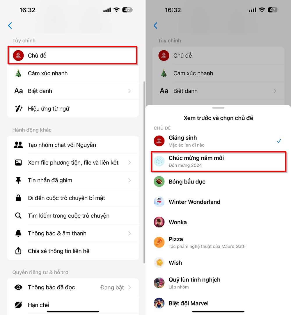 Cách đổi chủ đề năm mới trên ứng dụng Messenger 2