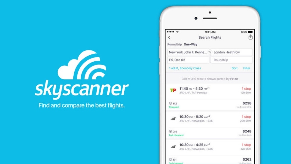 Skyscanner có giao diện dễ sử dụng 