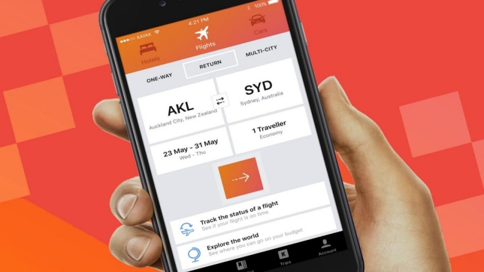 App Kayak hỗ trợ hoàn trả lại vé 