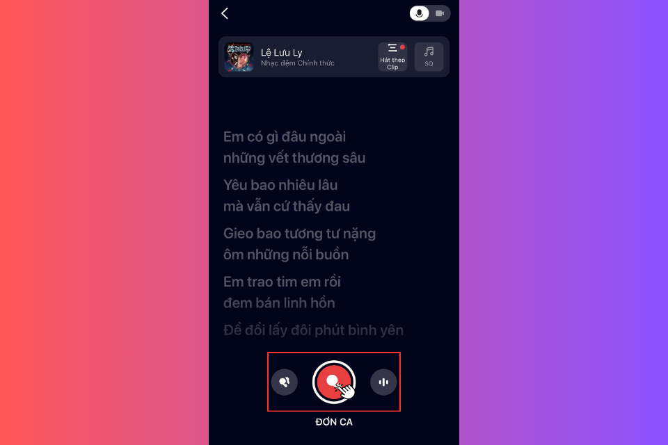 Chọn chế độ hát