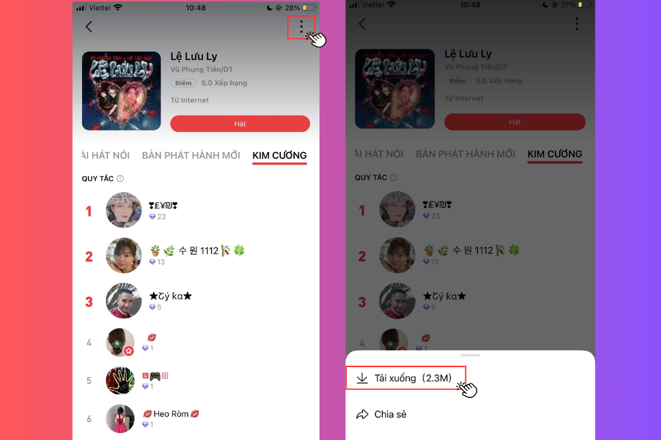 Nhấn vào Tùy chọn rồi chọn Tải về