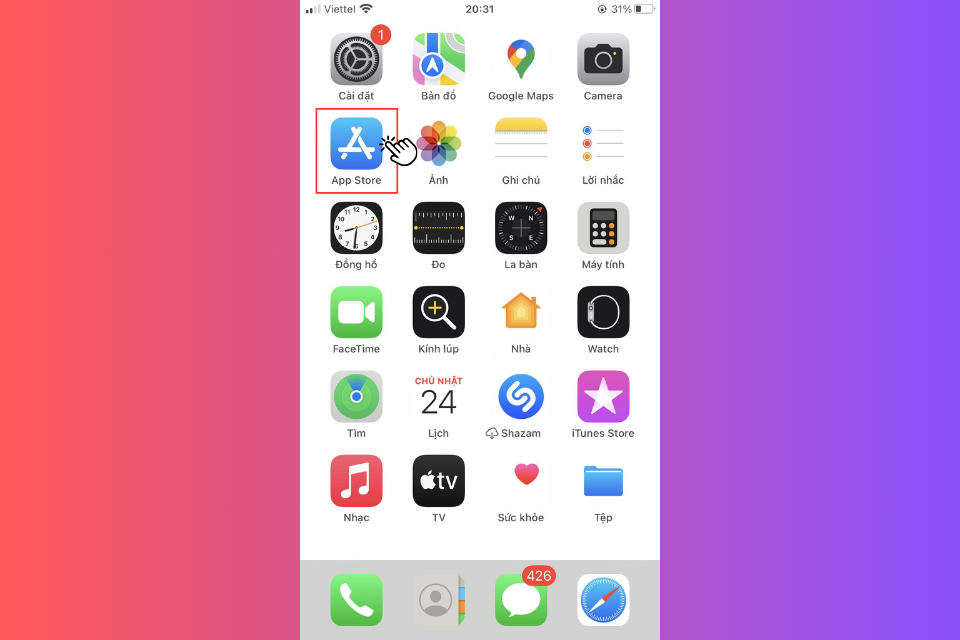 Mở ứng dụng Apple Store