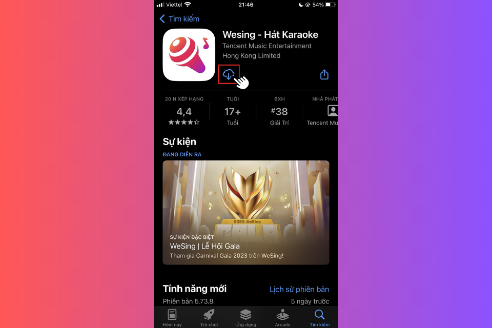 Nhấn Cài đặt để tải ứng dụng