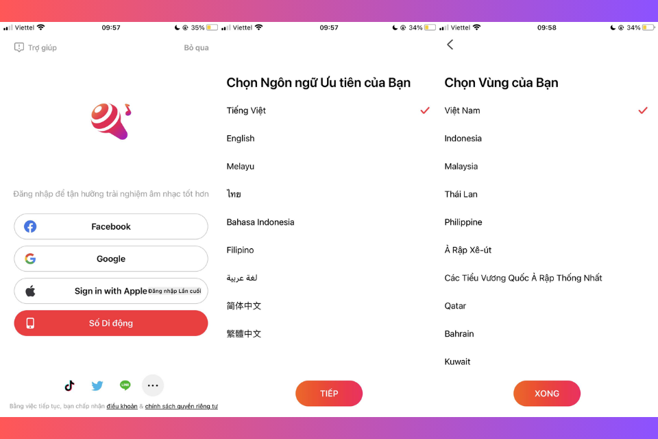 Đăng nhập vào ứng dụng