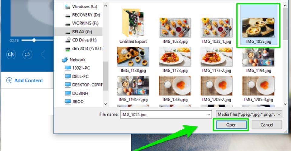 Mở nội dung tải lên