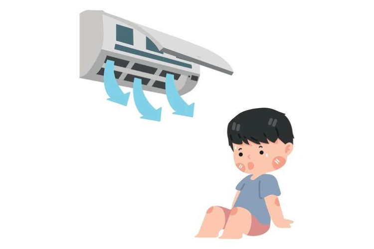 Không nên để gió từ máy lạnh phả thẳng vào người của trẻ
