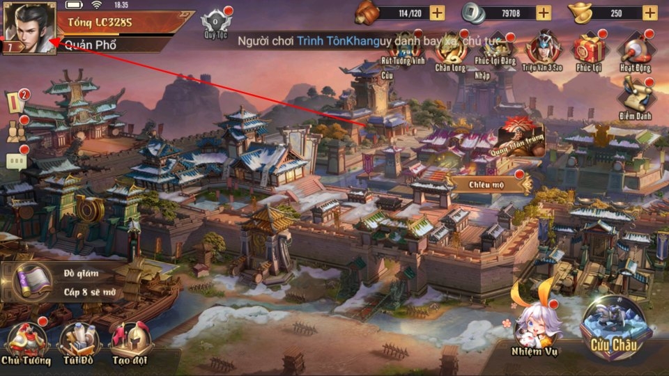 Vào game và chọn hình đại diện