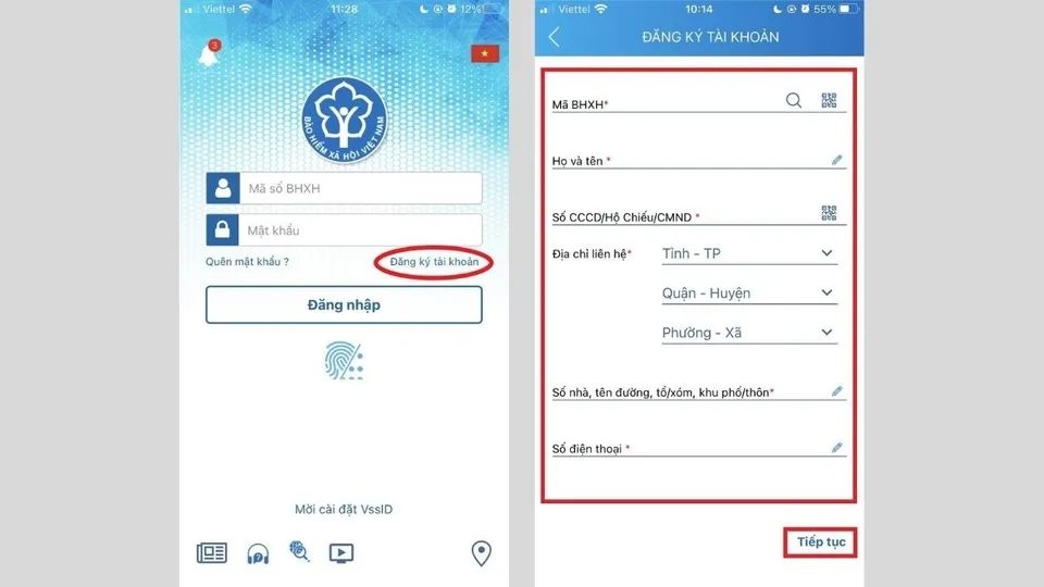 Thực hiện tải app và đăng ký thông tin tài khoản