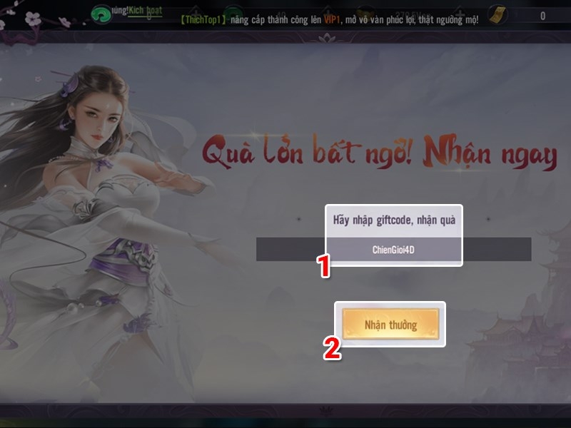 Hướng dẫn cách nhập code chiến giới 4d chính xác