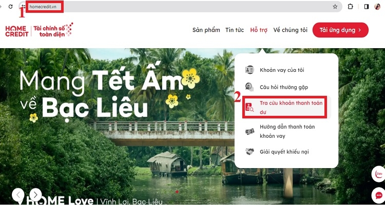 Chọn Hỗ Trợ và nhấn vào Tra cứu khoản thanh toán