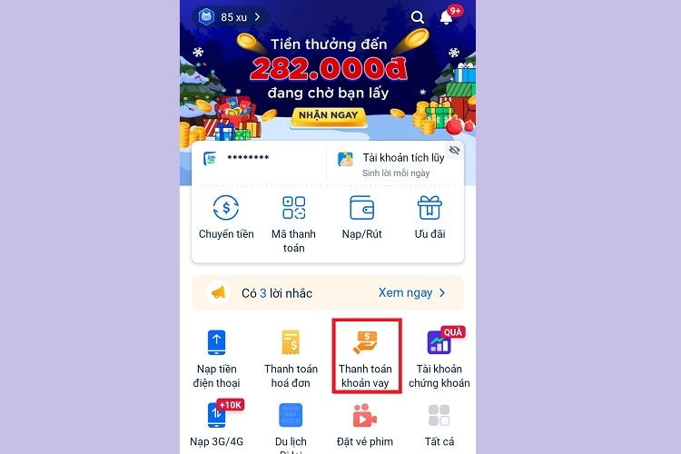 Chọn Thanh toán khoản vay