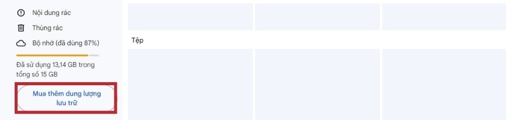 Mua dung lượng Google Drive trên máy tính