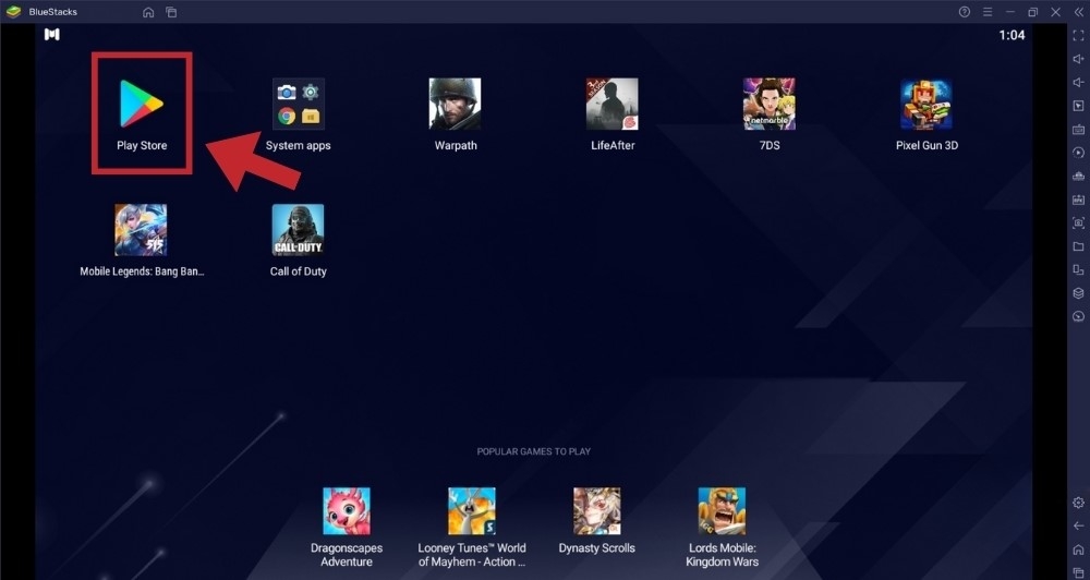 Nhấn chọn Play Store trên màn hình giả lập BlueStacks