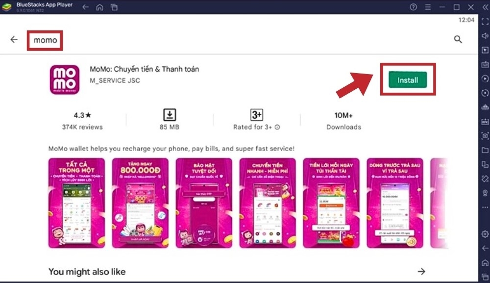 Tải ứng dụng MoMo trên Bluestacks