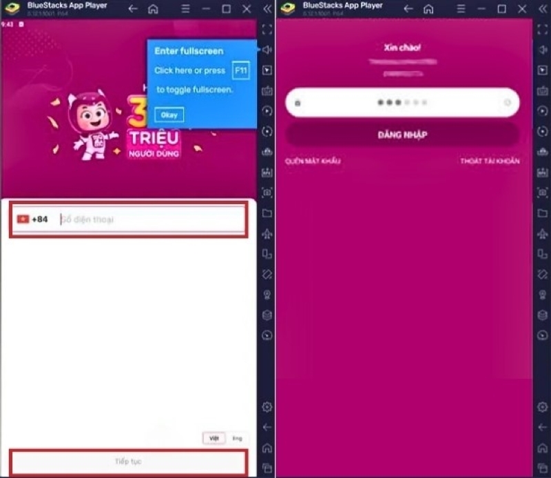 Đăng nhập vào MoMo PC