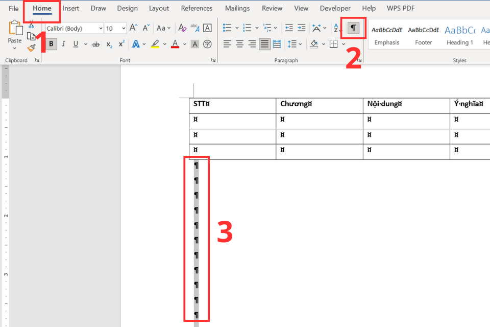 Bôi đen ký tự Parapraph