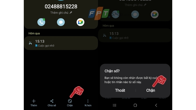Cách chặn số điện thoại 024888 khi có dấu hiệu lừa đảo 3