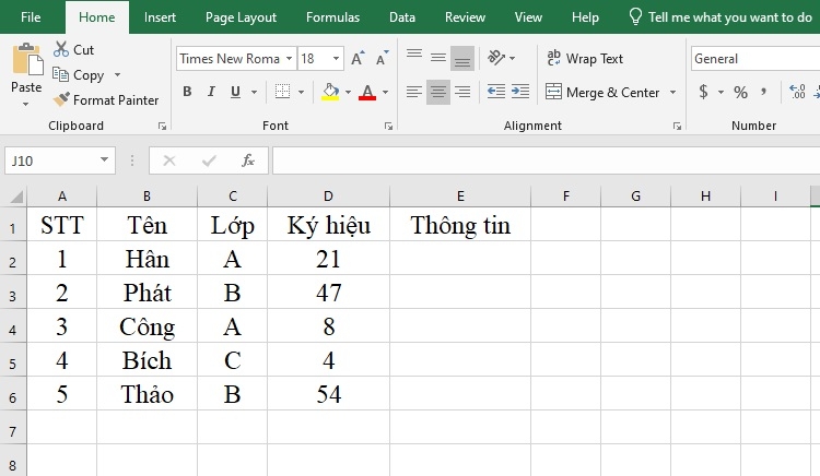 Bảng dữ liệu cần gộp, phân tách dữ liệu