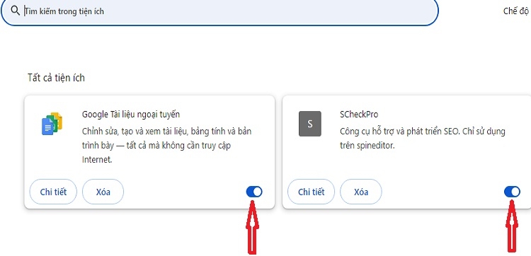 Kéo nút Kích hoạt từ phải qua trái để vô hiệu hoá từng tiện ích