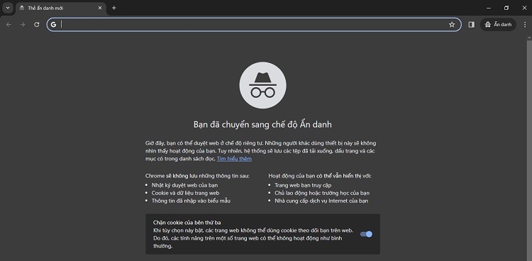 Dùng chế độ ẩn danh để xác định có phải lỗi do các tiện ích mở rộng không