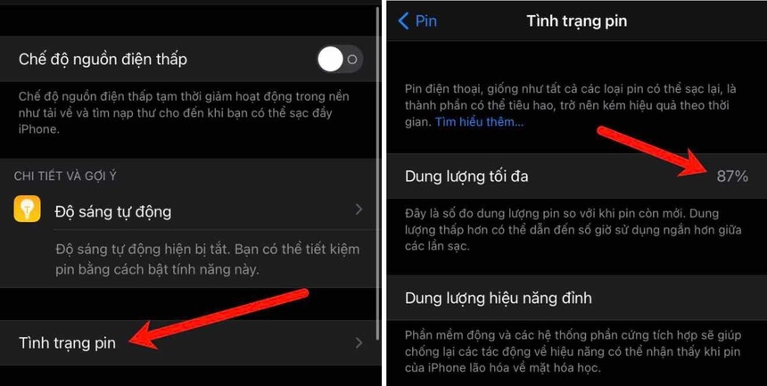 dung lượng tối đa pin iPhone tụt nhanh 4