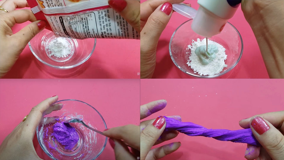 Cách thực hiện làm slime bằng bột bắp và dầu gội