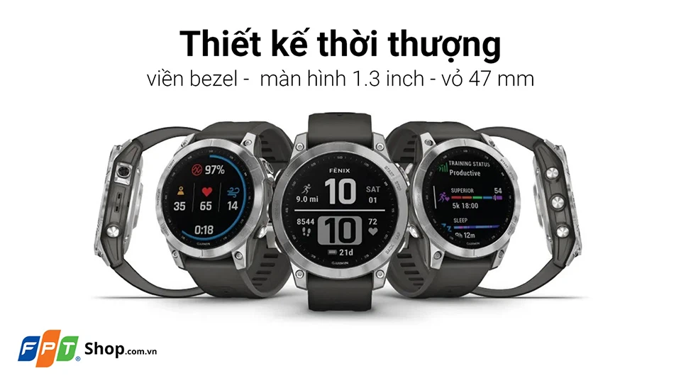 Garmin Fenix 7, Màu Bạc với dây màu Xám Grapphite