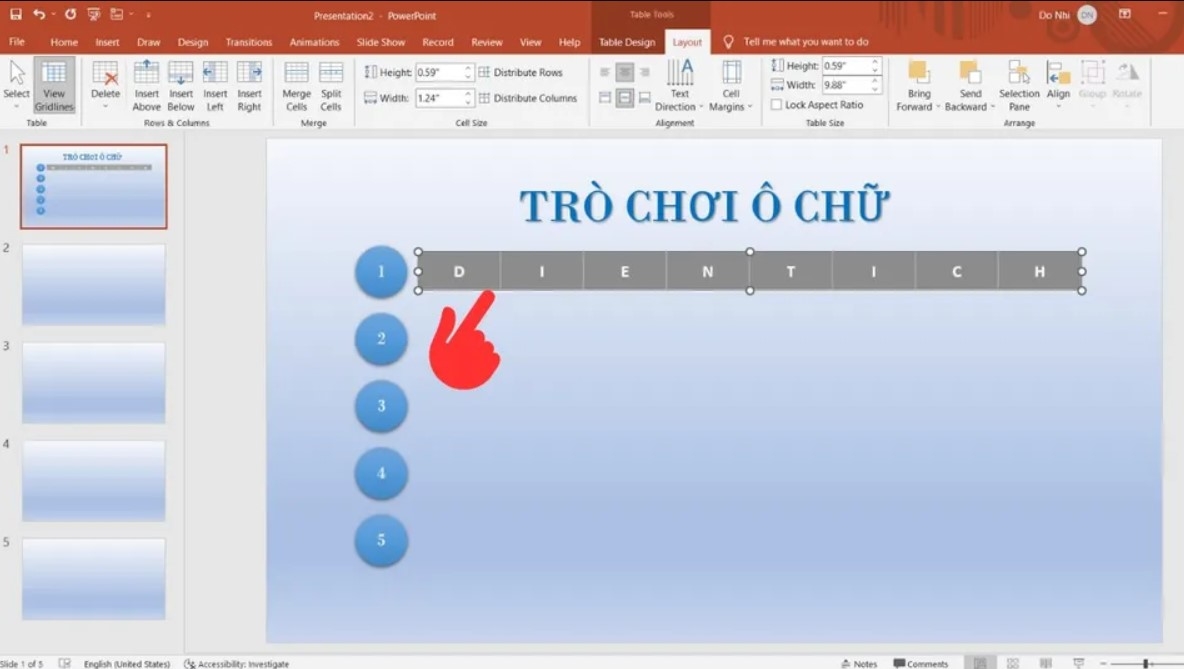 Cách làm trò chơi ô chữ trên Powerpoint chi tiết từng bước, đơn giản và dễ thực hiện 17