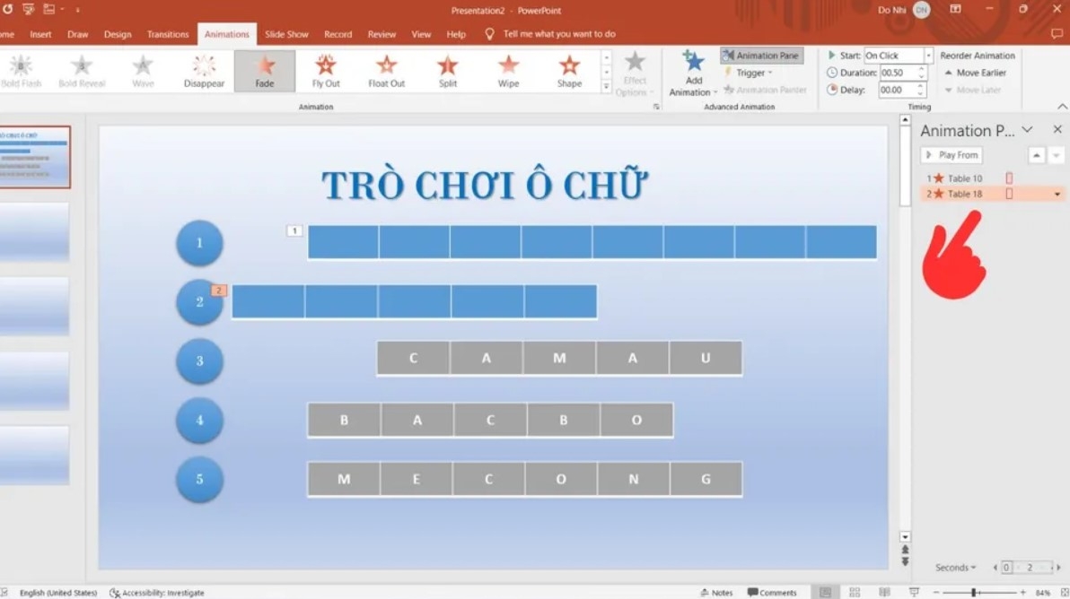 Cách làm trò chơi ô chữ trên Powerpoint chi tiết từng bước, đơn giản và dễ thực hiện 20
