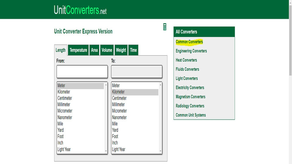 Sử dụng Website Unitconverters để đổi đơn vị