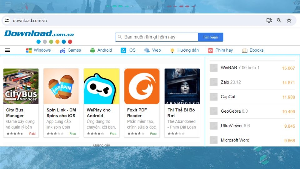 Truy cập địa chỉ Download.com.vn