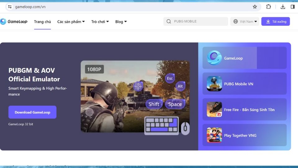Truy cập vào website của GameLoop