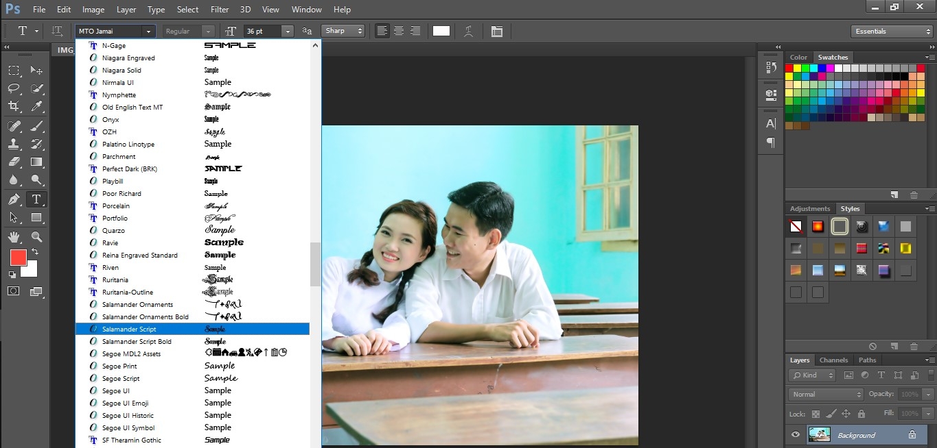 sử dụng font chữ mới