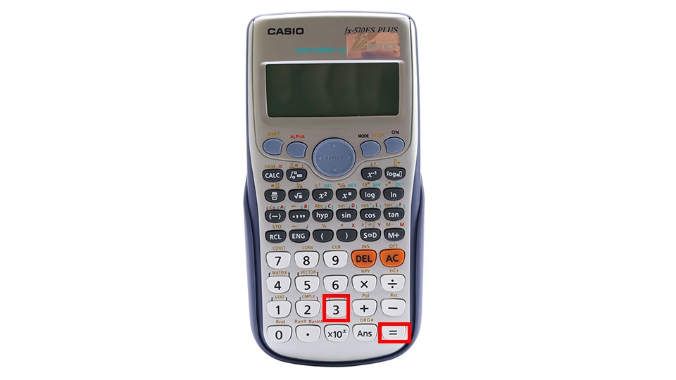Phím 3 và phím bằng trên máy Casio