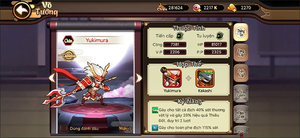 Tướng trong game Đại Chiến Samurai