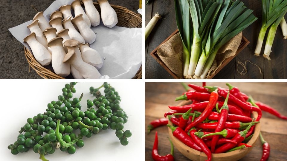 Nguyên liệu cần có để làm món nấm đùi gà kho tiêu