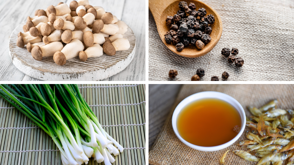 Nguyên liệu&nbsp;chế biến nấm đùi gà kho tiêu