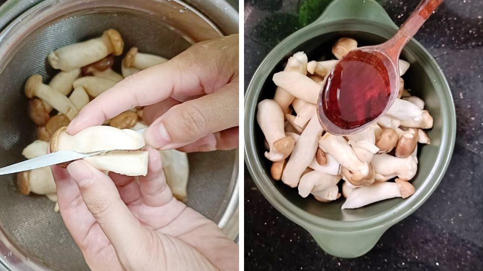 Ướp nấm đùi gà