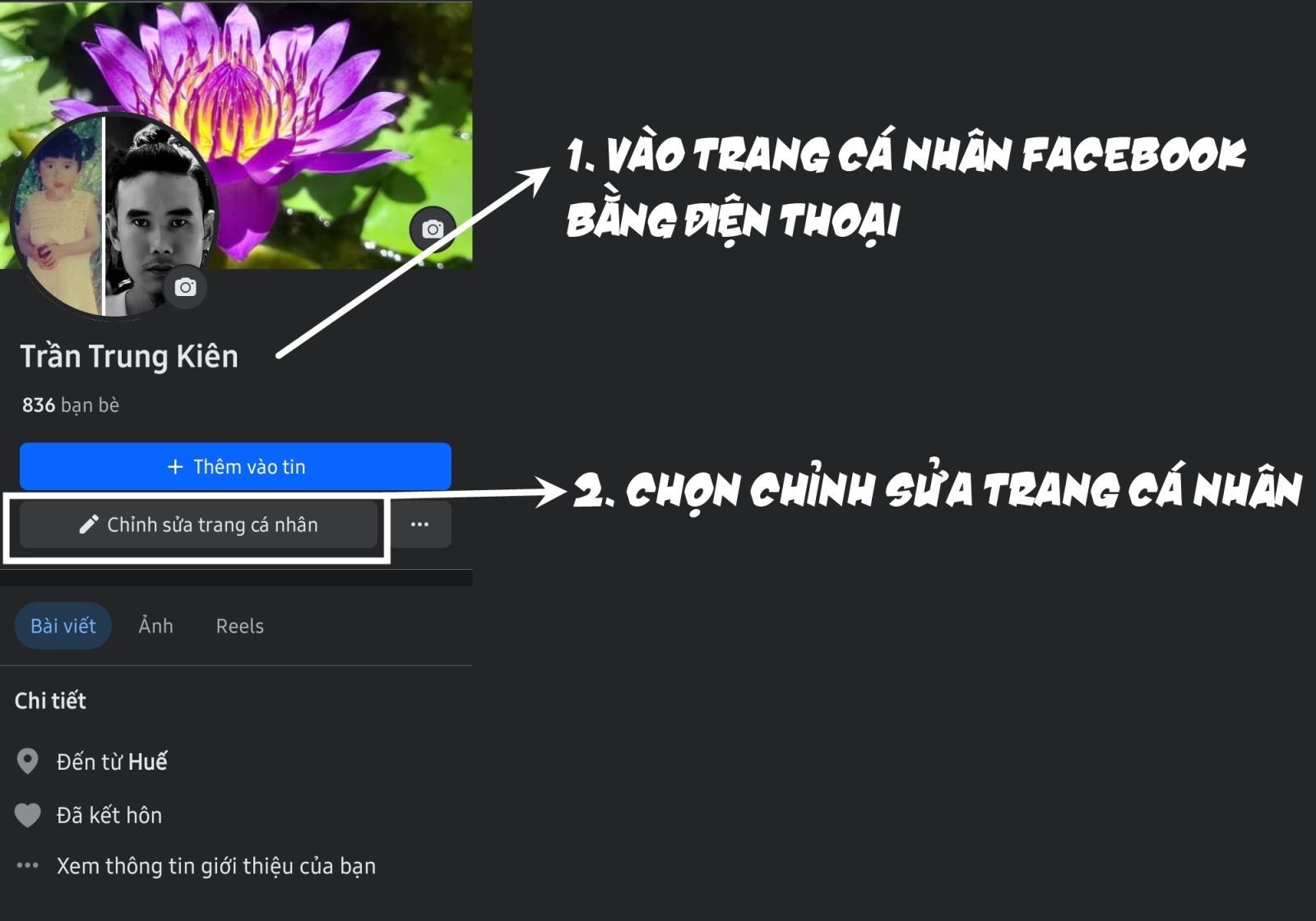 cách thêm tiểu sử facebook 1