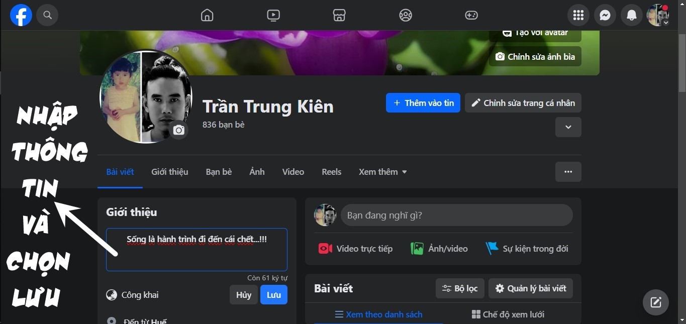 cách thêm tiểu sử facebook 5