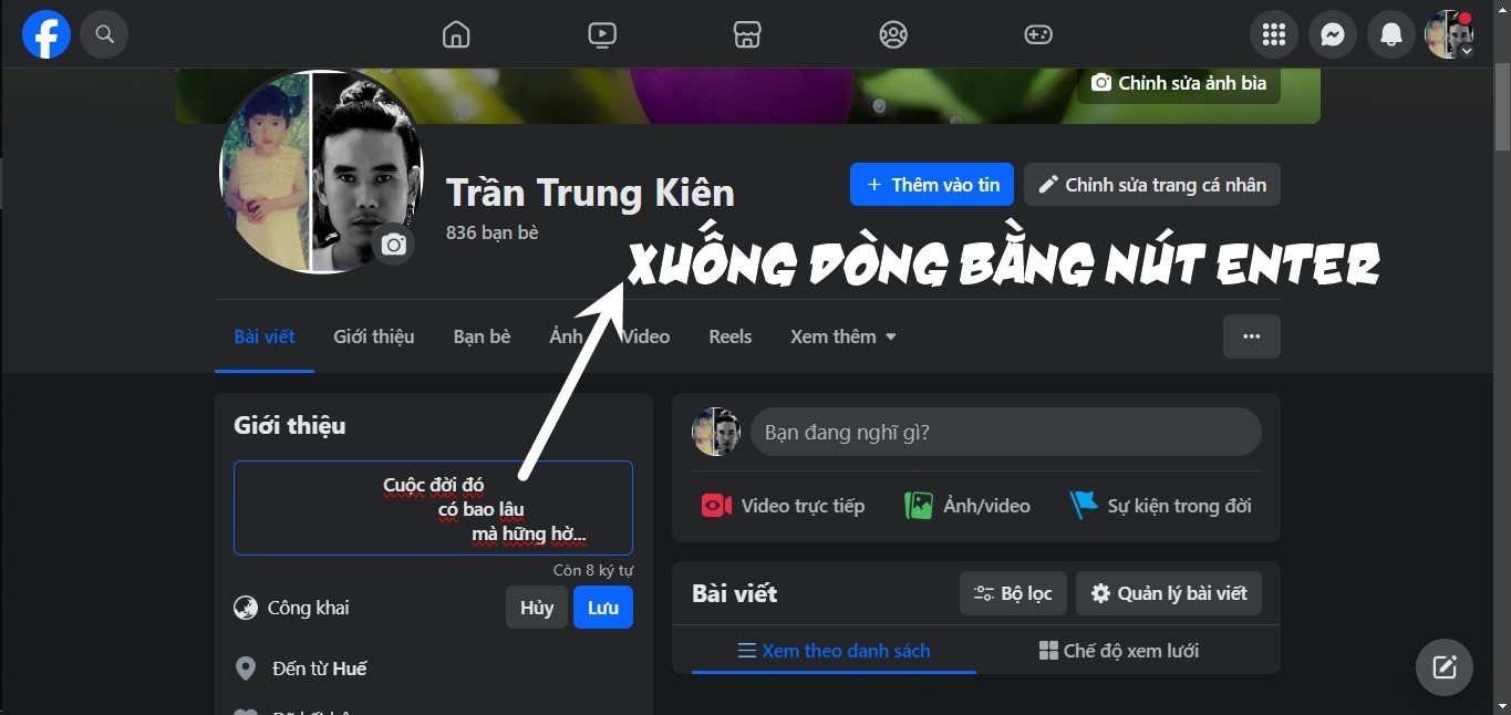 cách thêm tiểu sử facebook 7