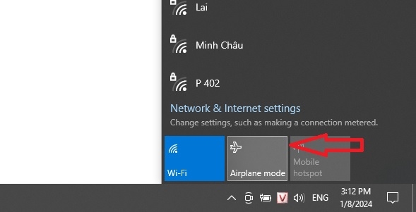 tắt chế độ máy bay trên máy tính