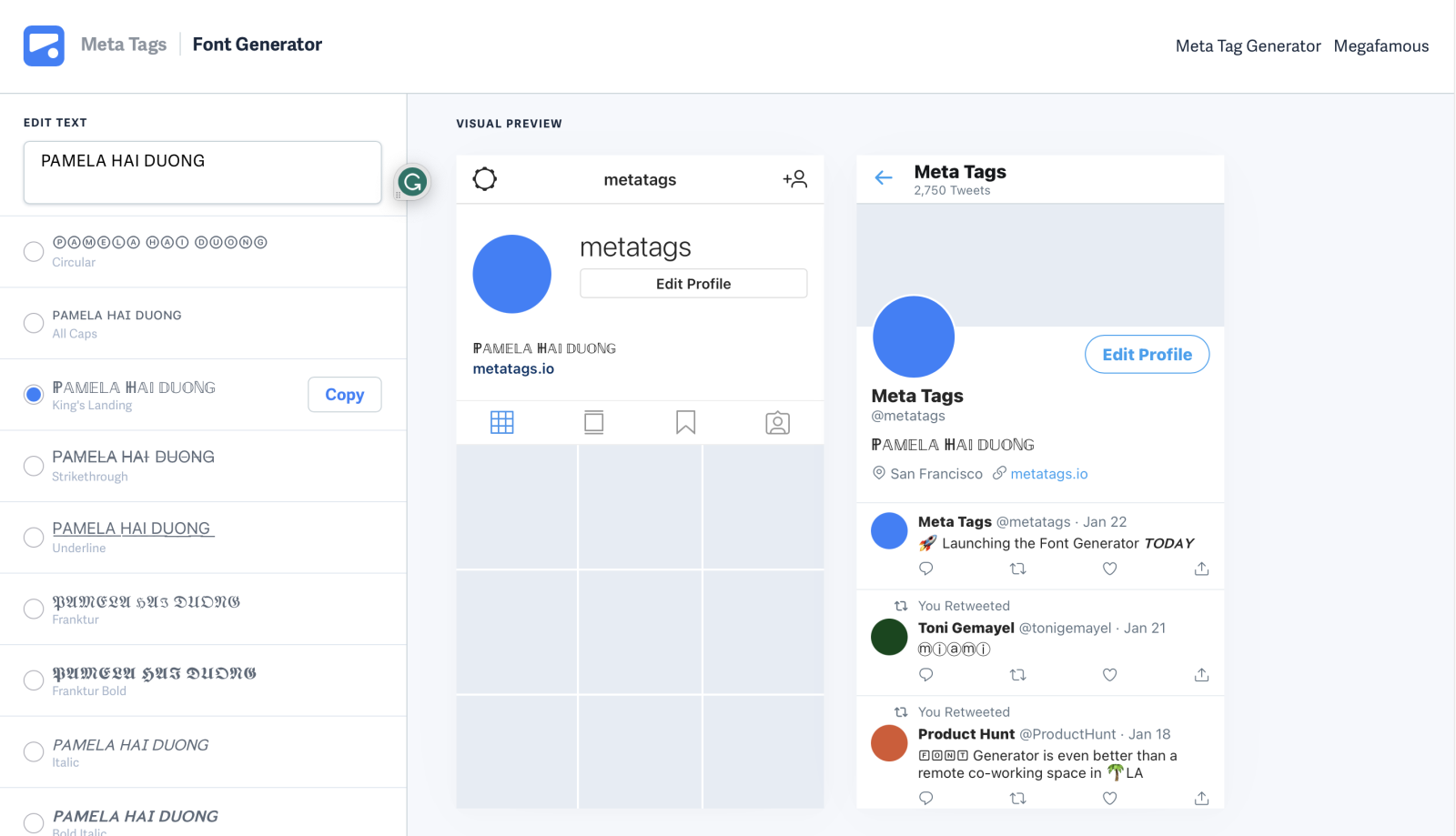font chữ Instagram đẹp (hình 1)