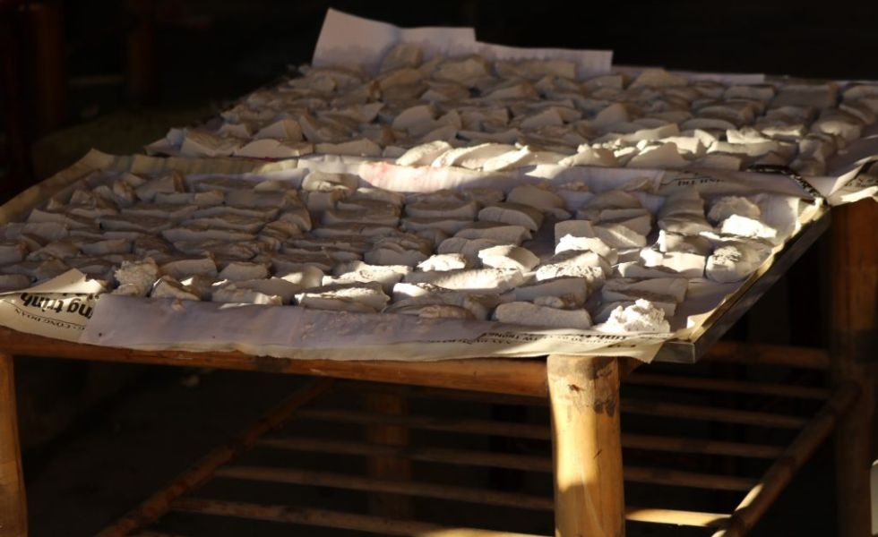 phơi bột củ sen