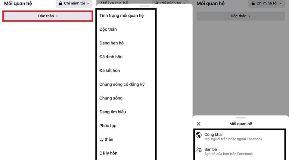 Chỉnh sửa tình trạng mối quan hệ tương ứng