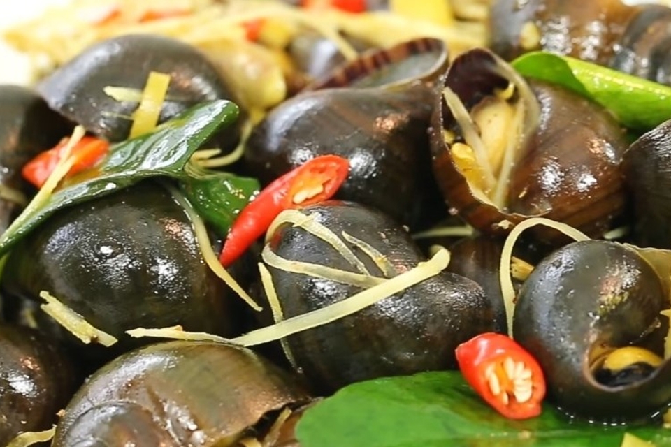 Ốc mít xào cà ri.