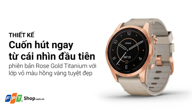 Garmin Fenix 7S màu Rose Gold Titanium